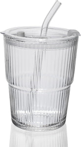 Liying 350ml Glass Coffee Tumbler with Straw and Lid Sealed Carry on